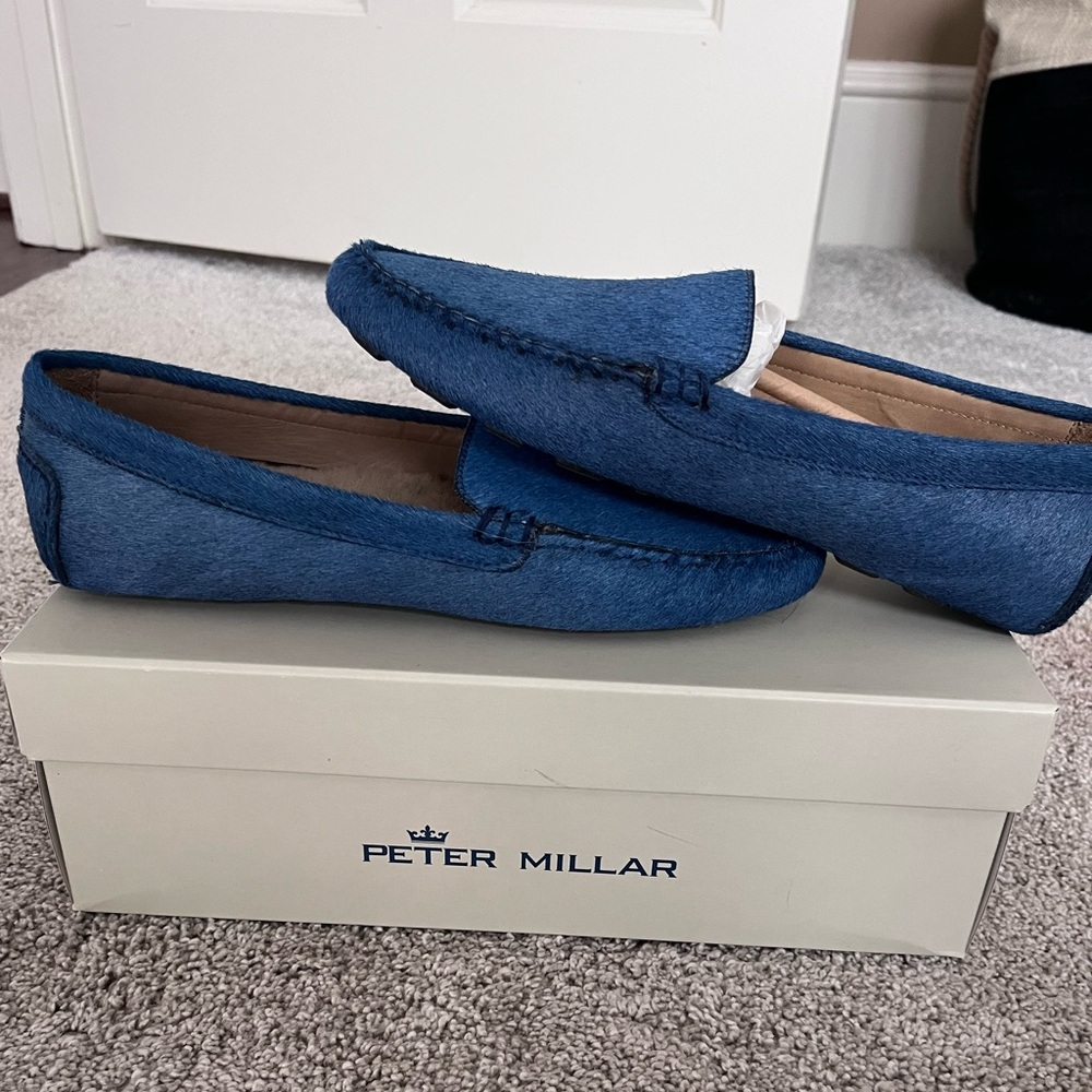Peter Millar Shearling Driving Loafers in Blue